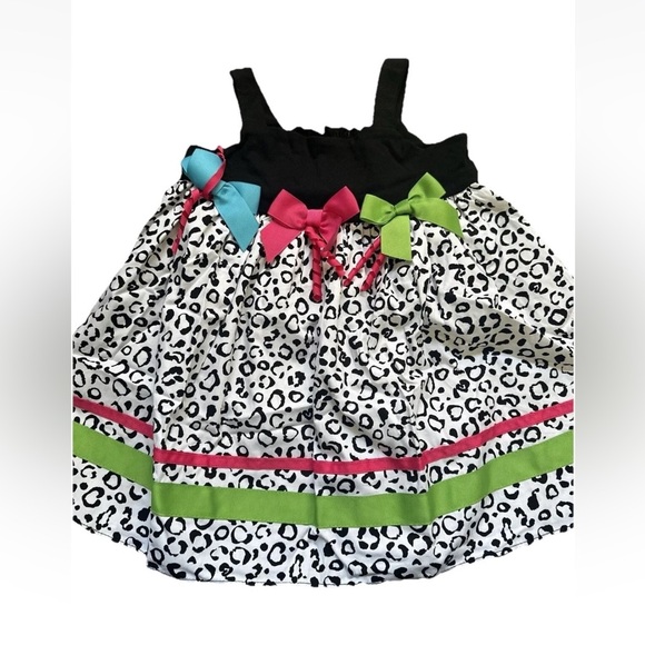 Girls Leopard Print Dress 4T  Colorfull Bows Good Lad Retail $35 - Picture 1 of 6